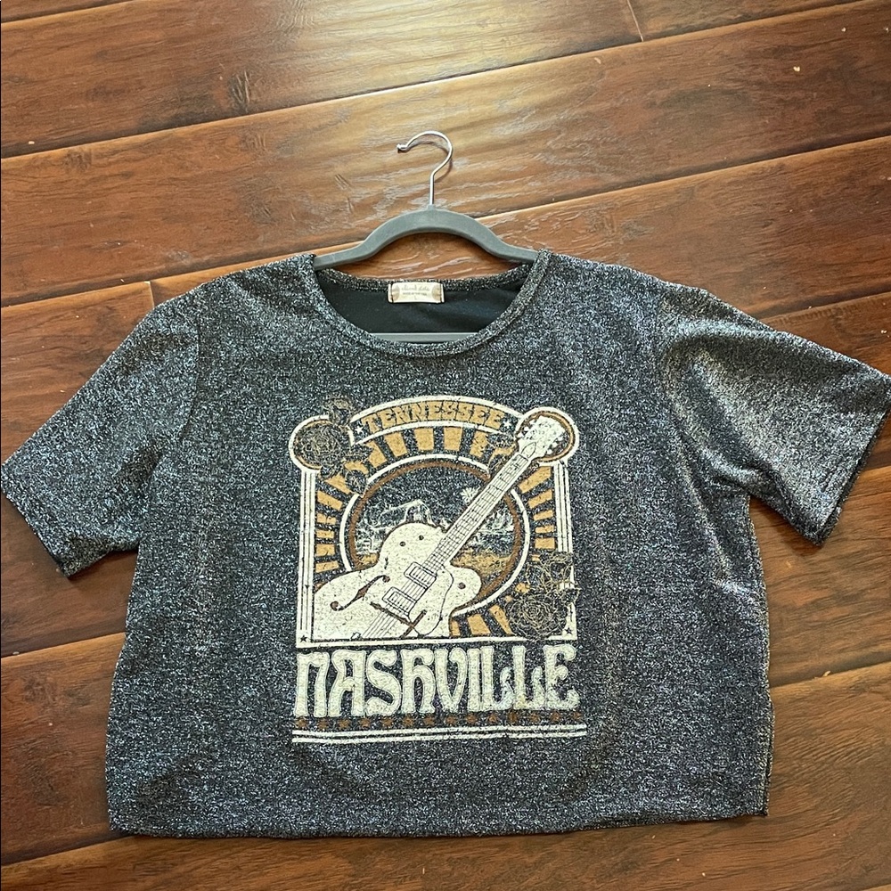 Altar'd State Gray Nashville Guitar Crop Top